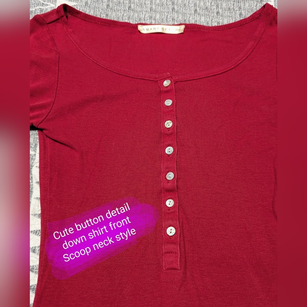 Smart Set ladies Xsmall T shirt, reddish colour, stretchy fabric, EUC - Picture 6 of 12
